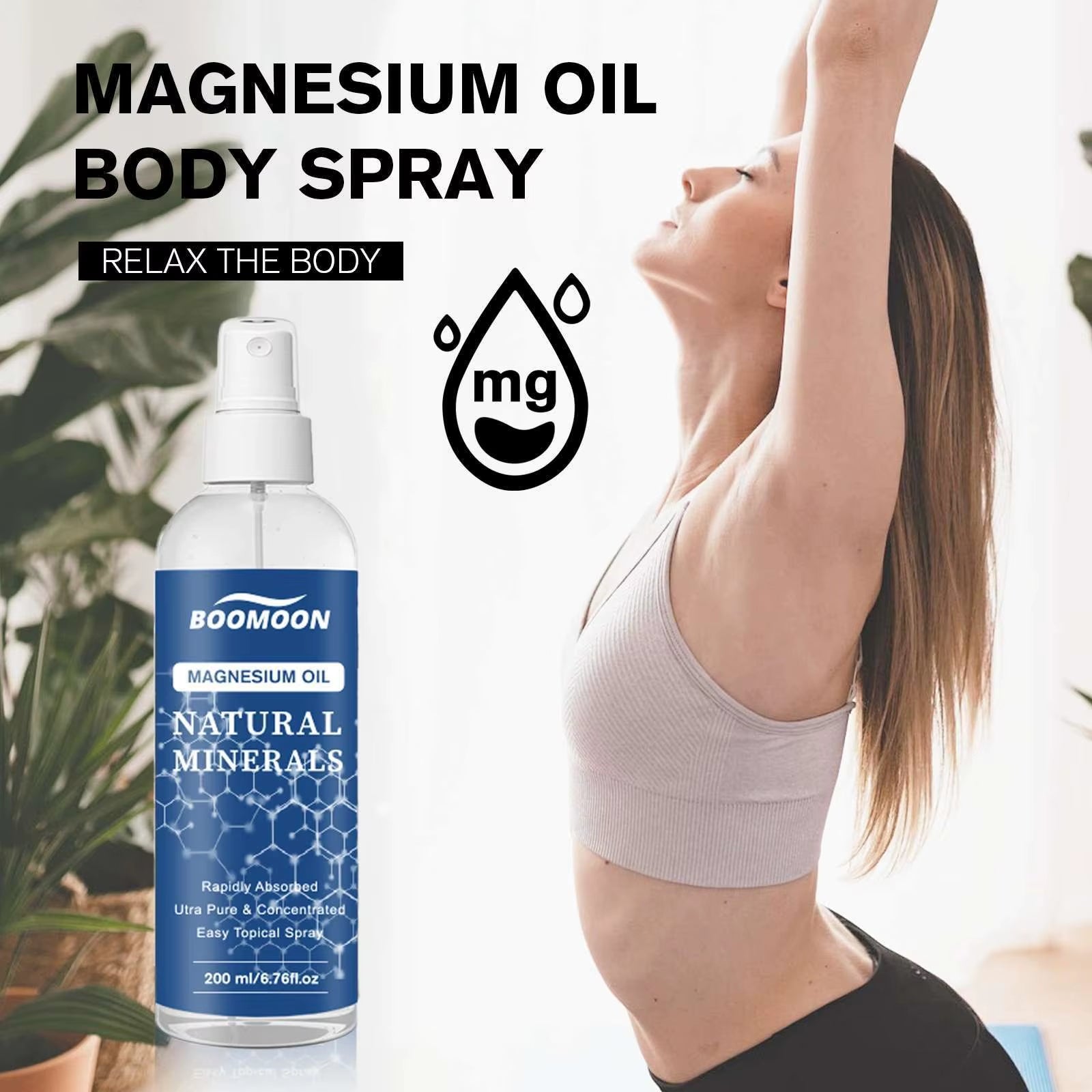 200ML Magnesium Relaxing Body Spray Magnesium Chloride Topical Magnesium Supplement Treatment Body Relax Health Care Gifts