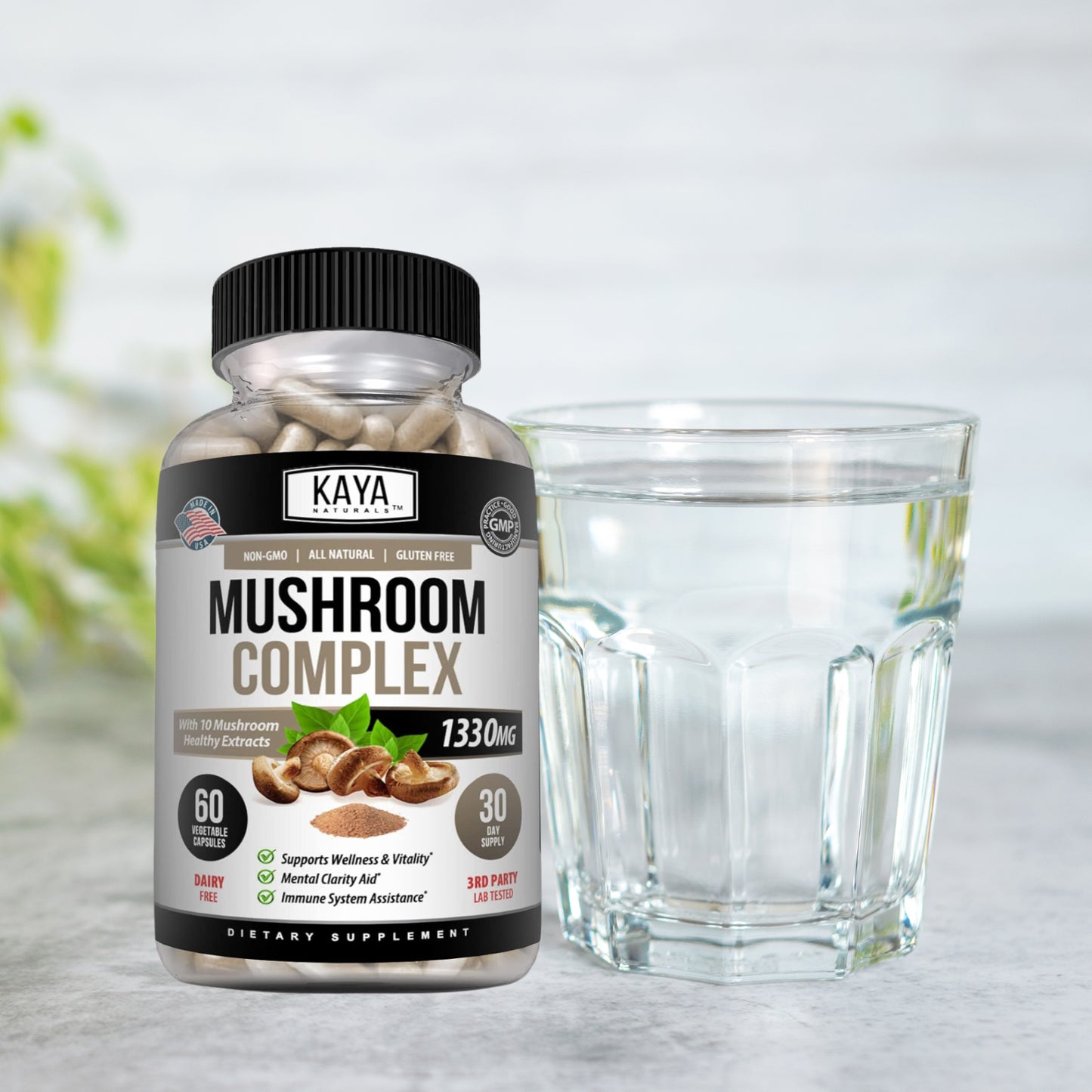 10X Mushroom Complex Supplement, Lions Mane, Reishi, Shiitake, Immune Capsule