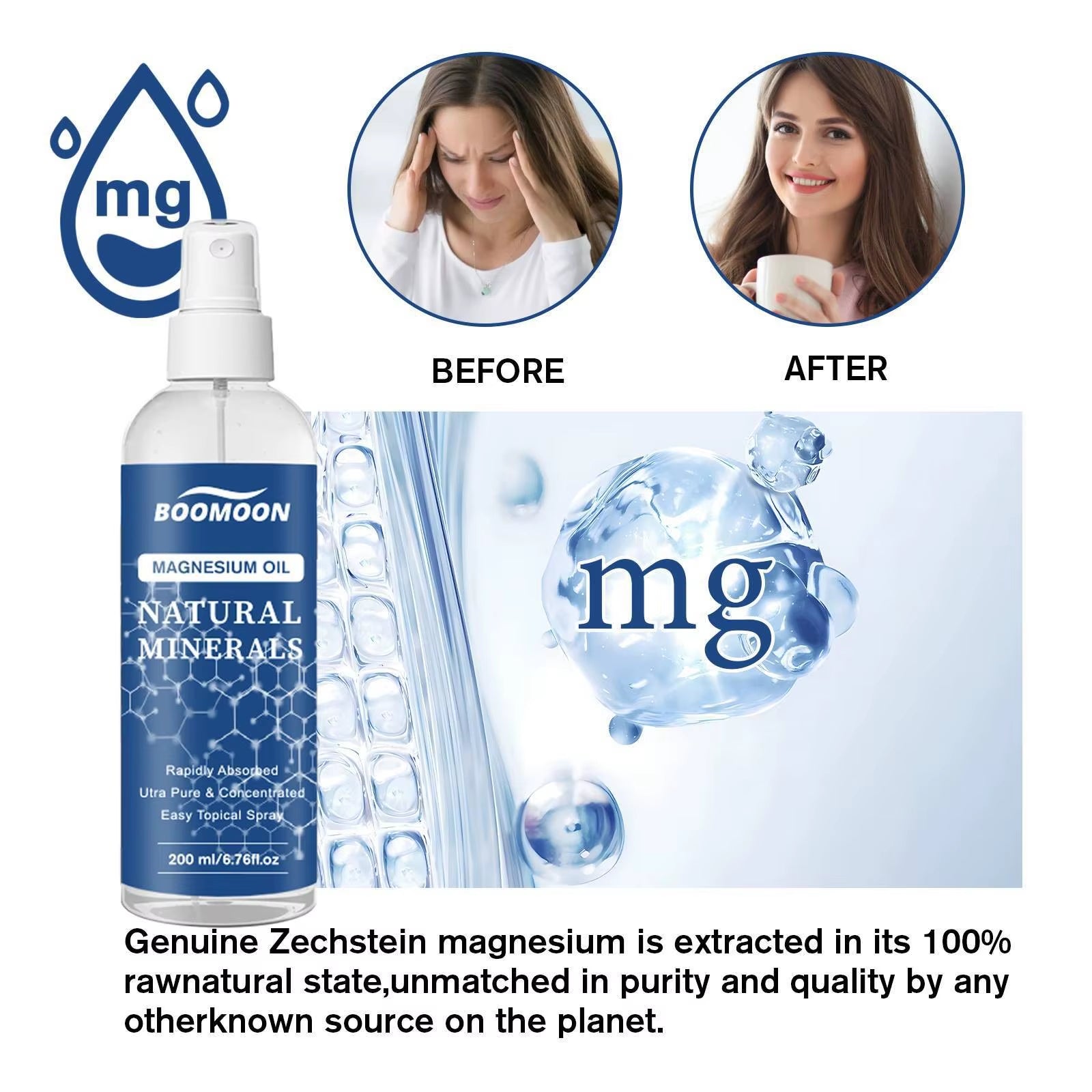 200ML Magnesium Relaxing Body Spray Magnesium Chloride Topical Magnesium Supplement Treatment Body Relax Health Care Gifts