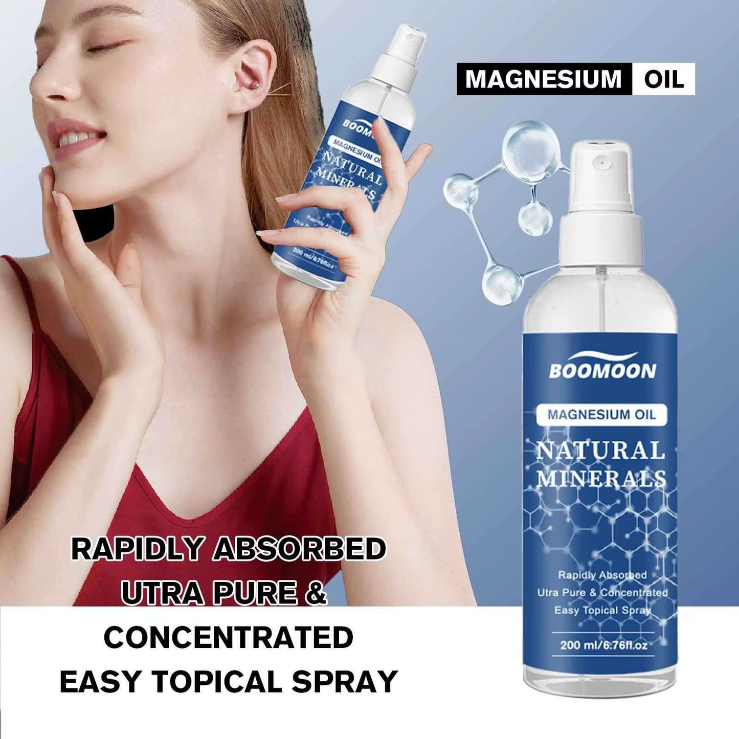 200ML Magnesium Relaxing Body Spray Magnesium Chloride Topical Magnesium Supplement Treatment Body Relax Health Care Gifts