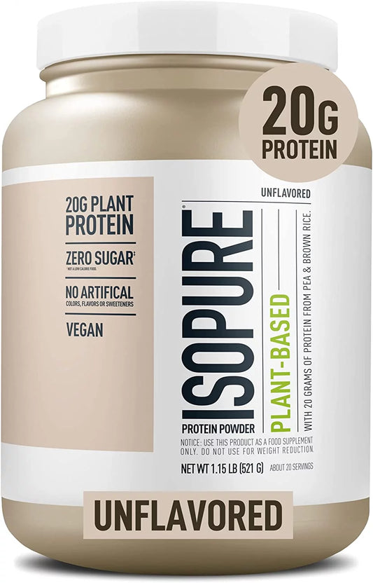 , Plant-Based Protein, 20 G Pea & Brown Rice Protein Powder, Unflavored, 1.15 Lb, about 20 Servings